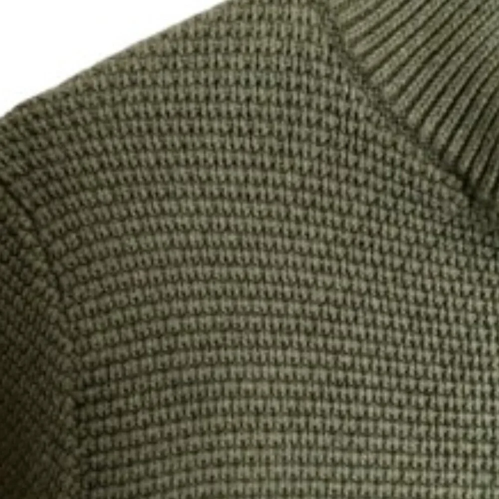 J. Crew Cotton Half Zip Sweater in Rustic Moss Stitch Small